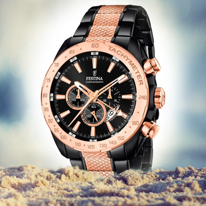 Herren-Uhr Edition Special schwarz Festina Chronograph rosegold UF16888/1