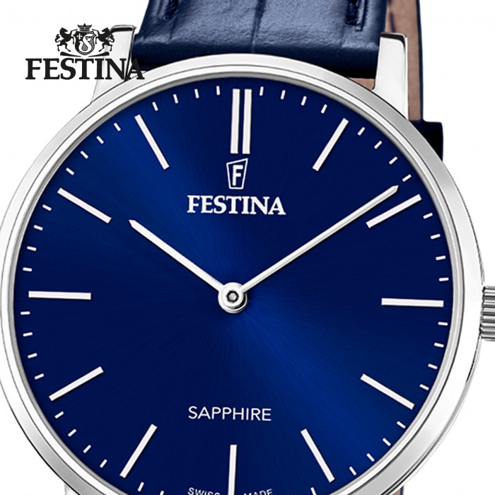 Armbanduhr Made Festina UF20012/3 Swiss Leder Herrenuhr blau
