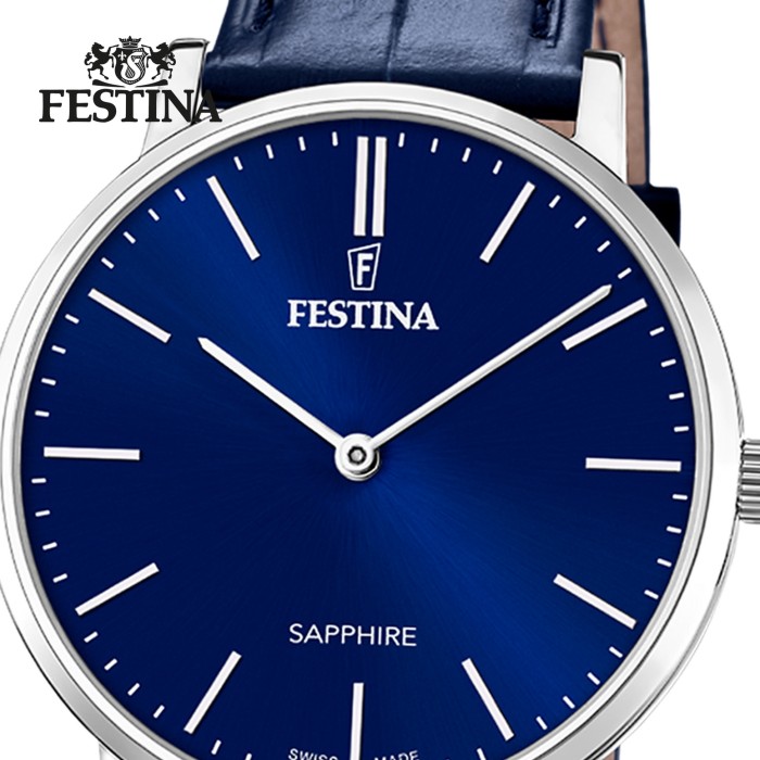 Festina Herrenuhr Swiss Made Armbanduhr Leder blau UF20012/3