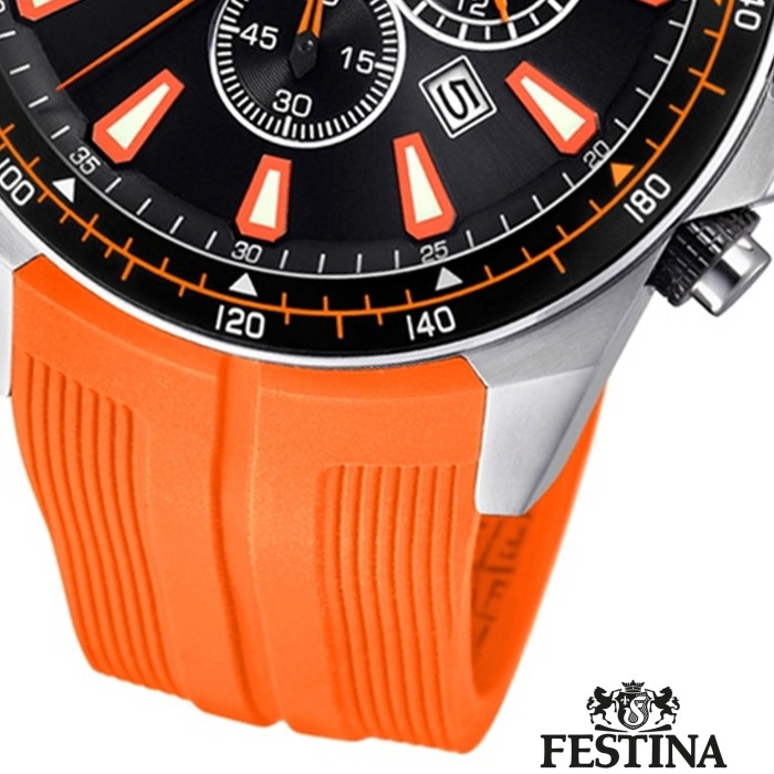 Festina Herren Armbanduhr The Originals F20376 5 Quarz PU orange UF20376 5