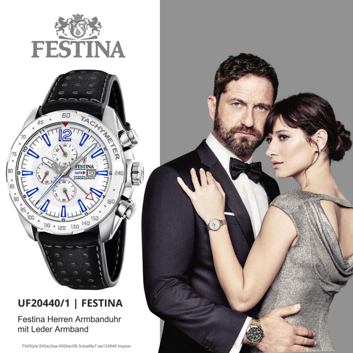 Festina Herren Armbanduhr Chronograph Sport F20440 1 Leder schwarz UF20440 1