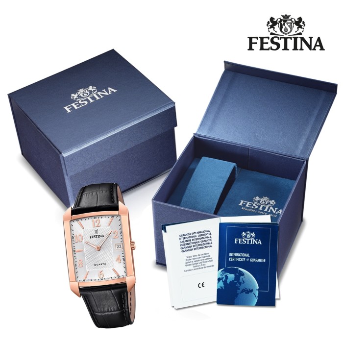 Festina Herren Armbanduhr Klassik F20465 1 Quarz Leder schwarz UF20465 1