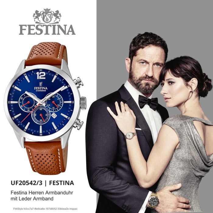 Festina Herren Armbanduhr Timeless Chronograph F20542/3 Leder braun UF20542/ 3