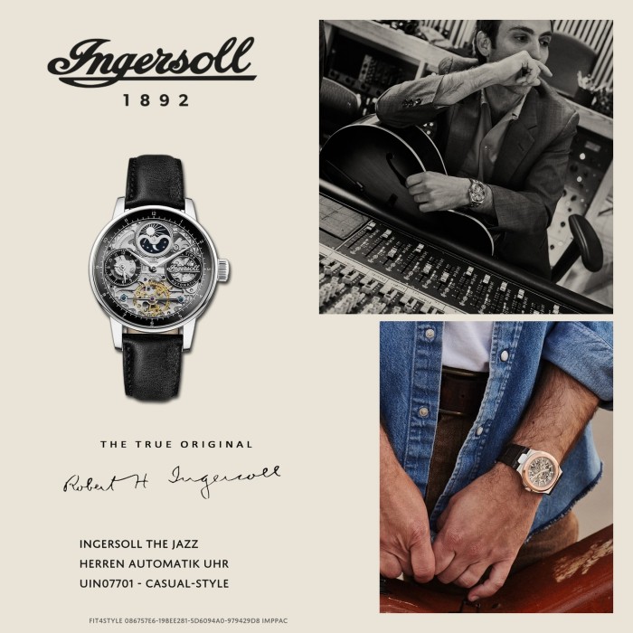 Ingersoll Herrenuhr Leder schwarz Ingersoll The Jazz Armbanduhr UIN07701