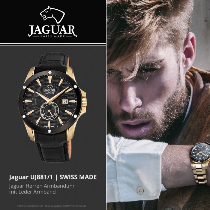 Jaguar Herren Armbanduhr ACM J881/1 Analog Leder schwarz UJ881/1
