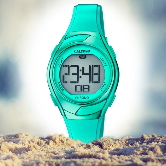 PU grün Digital Crush Armbanduhr Calypso K5738/5 UK5738/5 Quarz-Uhr Kinder