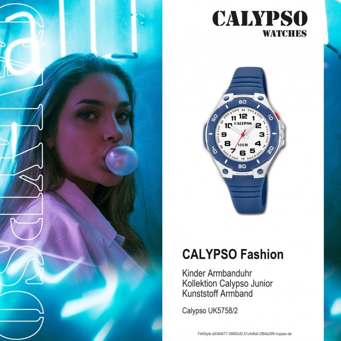 Calypso Kinder Armbanduhr Sweet Time K5758/2 Quarz-Uhr PU blau UK5758/2