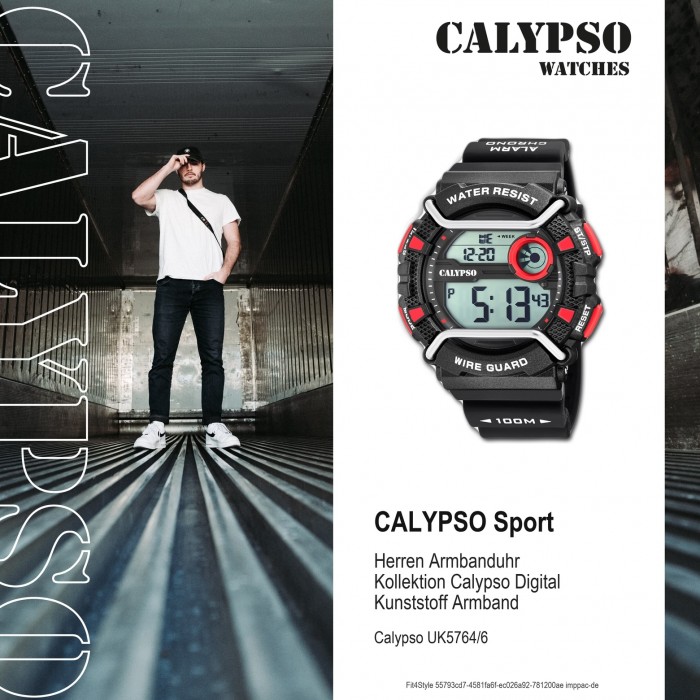 Calypso Quarz-Uhr UK5764/6 PU Herren schwarz K5764/6 Xtreme Armbanduhr