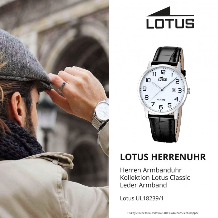 LOTUS Herren-Uhr - Lederband klassisch - Analog - Quarz - Leder - UL18239/1