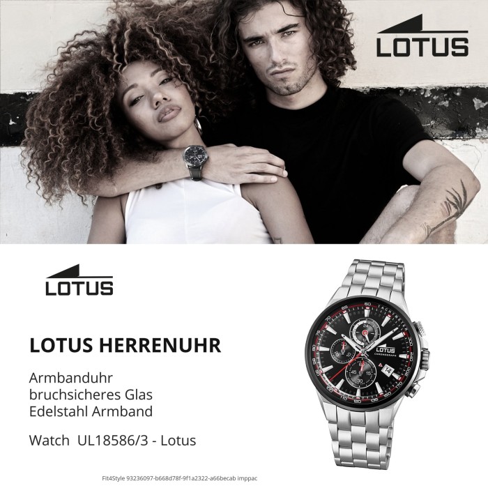 LOTUS Herren Armbanduhr Lotus R 18586 3 Quarz Edelstahl silber UL18586 3