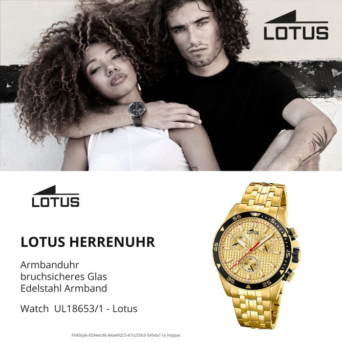 LOTUS Herren Armbanduhr Khrono 18653 1 Quarz Edelstahl gold UL18653 1