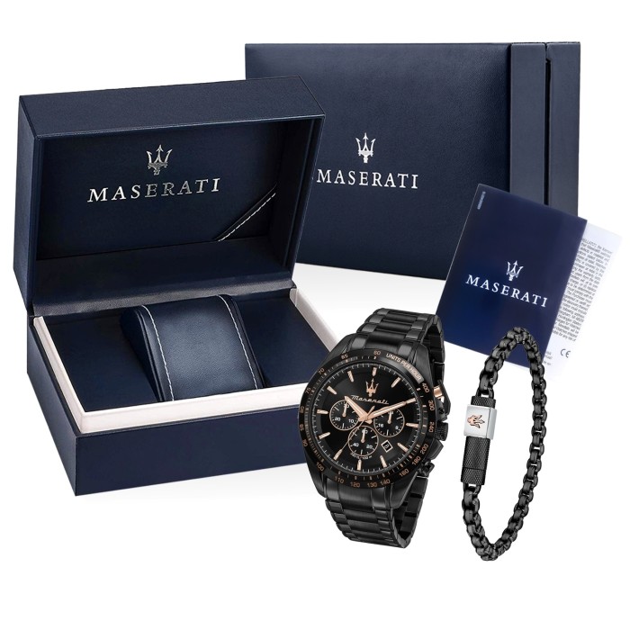 Maserati Herrenuhr Traguardo Chrono Edelstahl schwarz UMAR8873612050