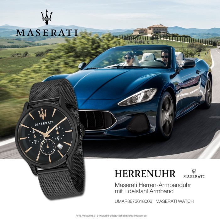 Maserati Herren Armbanduhr Epoca Chrono Edelstahl schwarz 