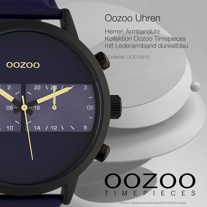 Herren Oozoo Analog Edelstahl Armbanduhr dunkelblau UOC10515 Timepieces
