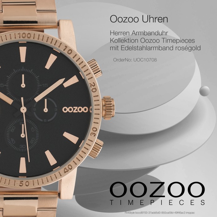 Oozoo Herren Armbanduhr Timepieces C10708 Analog Edelstahl roségold UOC10708