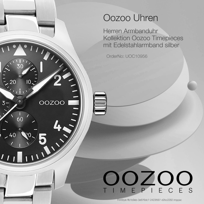 Oozoo Herren Armbanduhr Timepieces C10956 Analog Edelstahl silber UOC10956