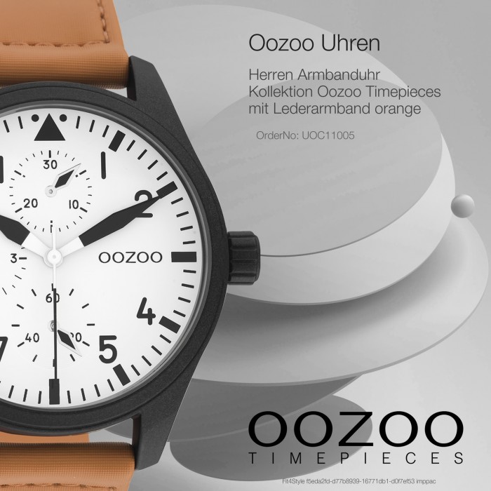 Oozoo Herren Timepieces UOC11005 Armbanduhr C11005 Analog orange Leder