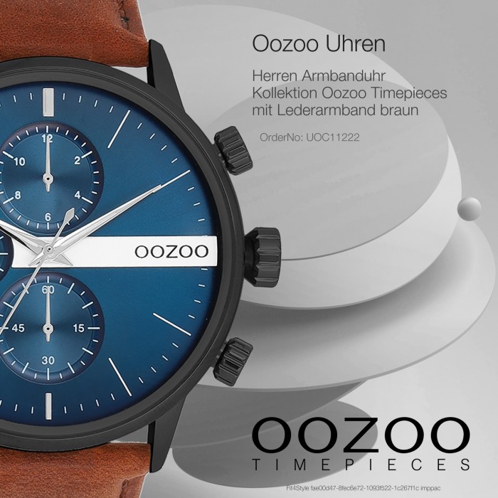 Analog Herren Oozoo Leder UOC11222 Armbanduhr Timepieces braun