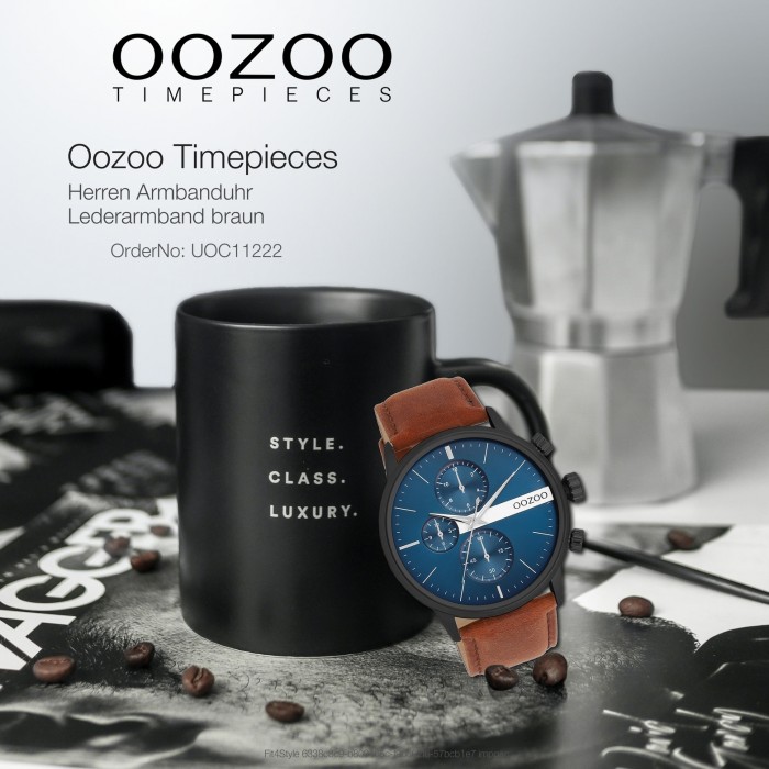 Herren braun Timepieces Leder Analog Oozoo Armbanduhr UOC11222