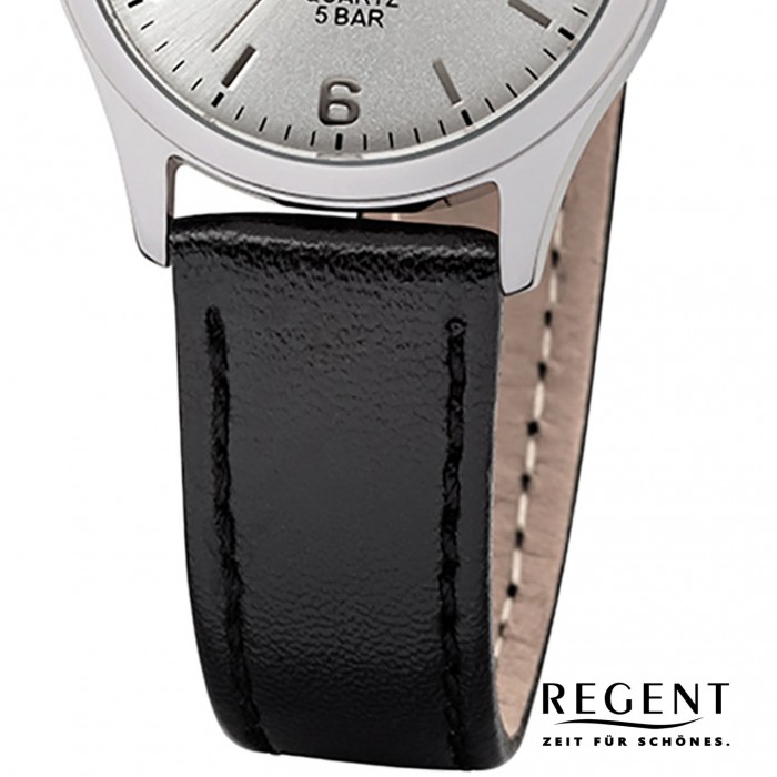 Regent Damen-Armbanduhr 32-2113415 Quarz-Uhr Leder-Armband schwarz UR2113415