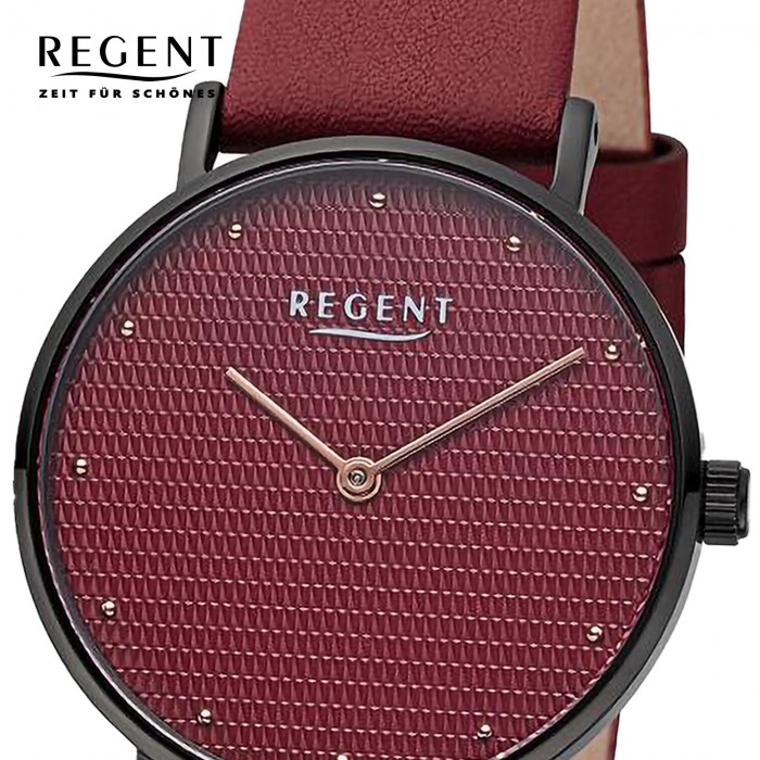 Regent rot Damen UR2152577 bordeaux Armbanduhr Analog Lederarmband