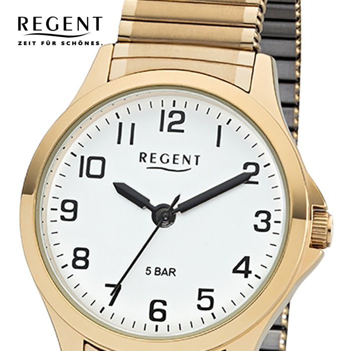 Regent Damen Armbanduhr Analog 2243489 Quarz-Uhr Metall gold UR2243489