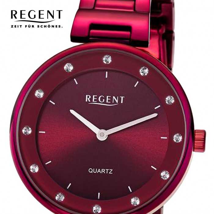 Hohe Qualität Regent Damen Armbanduhr Metallarmband Analog UR2254044 rot