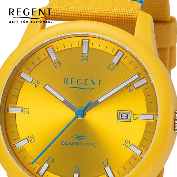 Regent Herren Armbanduhr Analog Nylonarmband gelb hellblau URBA735