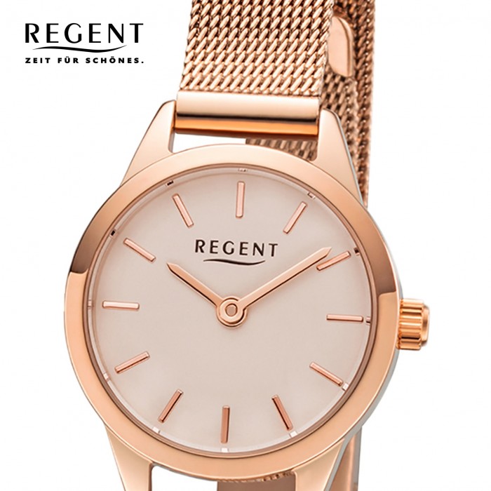 Regent Damen Armbanduhr Analog F-1167 Quarz-Uhr Metall rosegold URF1167