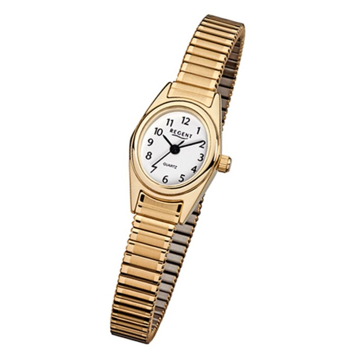 Regent Damen-Armbanduhr F-263 Quarz-Uhr Mini Stahl-Armband gold URF263