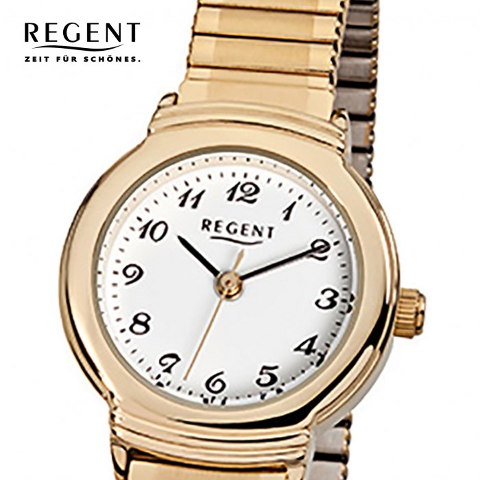 gold Regent F-265 Stahl-Armband Quarz-Uhr URF265 Damen-Armbanduhr