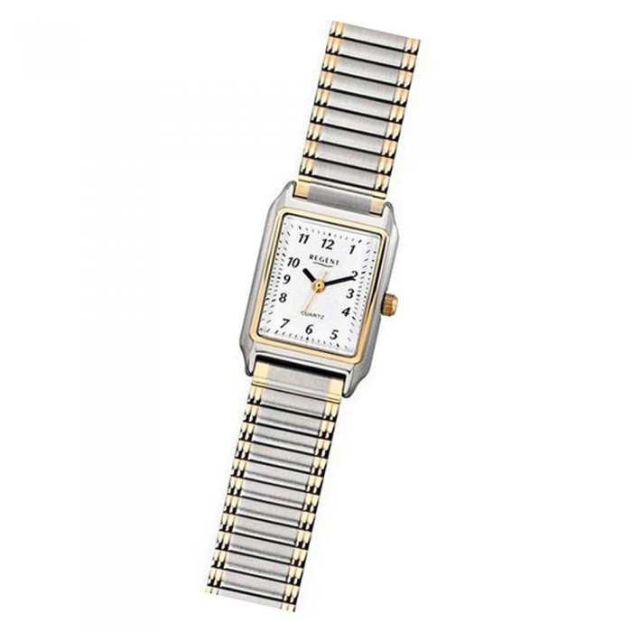 Armbanduhr gold URF460 Damen Regent F-460 Quarz-Uhr silber Analog Metall