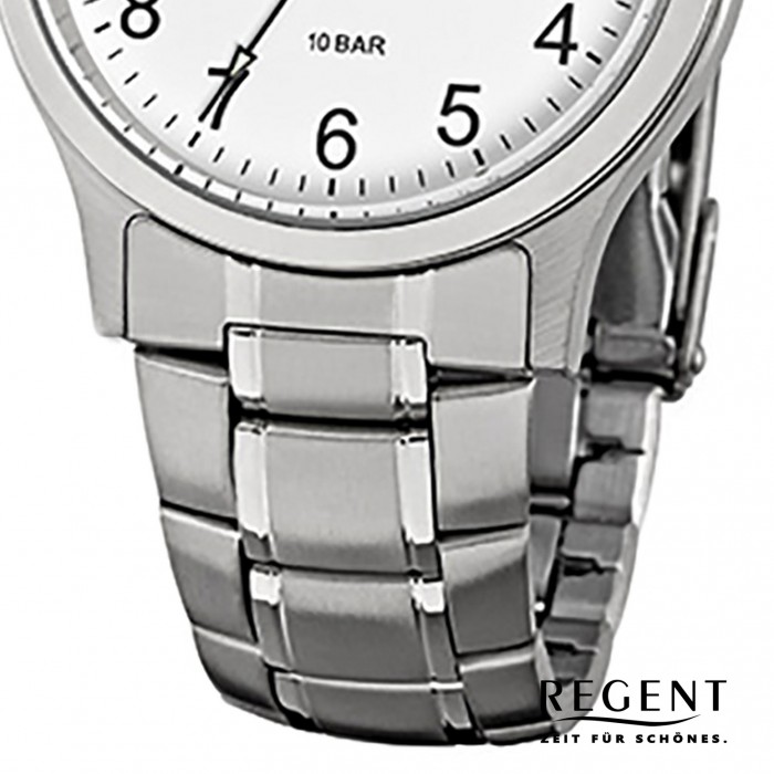 grau - Regent Herren-Armbanduhr silber, URF775 Quarz - Edelstahl Metallarmband