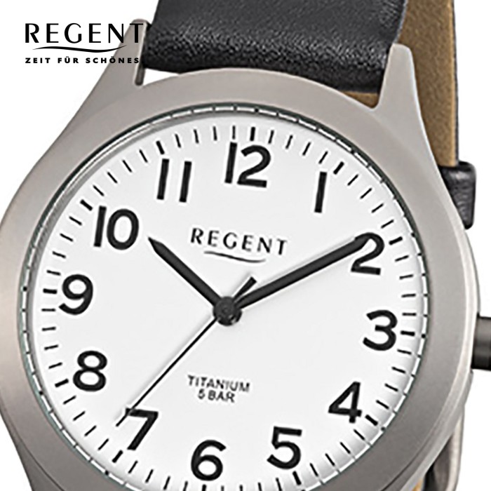 schwarz Regent Leder-Armband F-842 Titan-Uhr Herren-Armbanduhr URF842