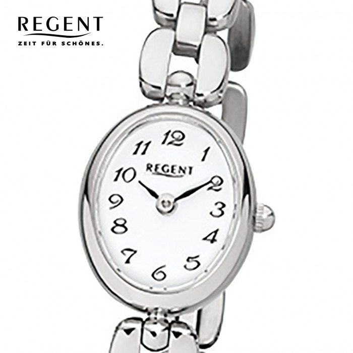 Regent Damen-Armbanduhr F-966 Quarz-Uhr Mini Stahl-Armband silber URF966