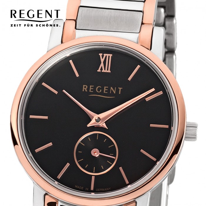 Damen-Armbanduhr rosegold URGM1410 silber Edelstahl-Armband Uhr Quarz-Uhr Regent