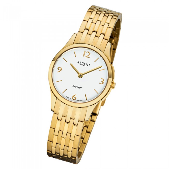 Regent Damen Armbanduhr Analog GM-1619 Quarz-Uhr Metall gold URGM1619