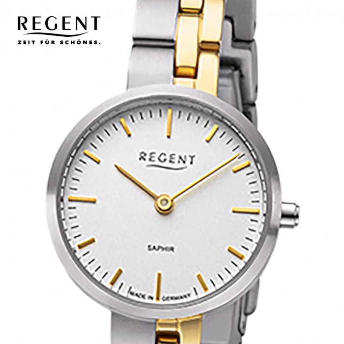 Regent Damen Armbanduhr Analog GM-2124 Quarz-Uhr Titanband bicolor URGM2124 | Quarzuhren