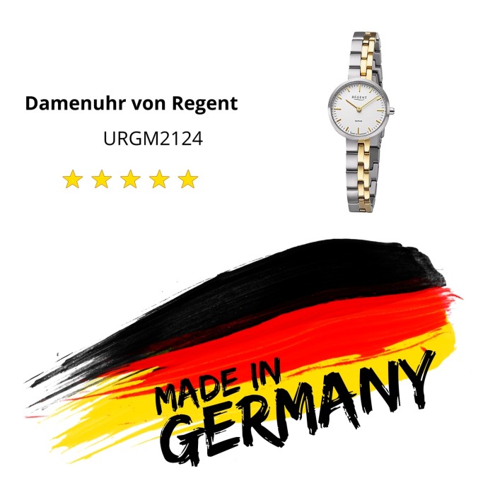 Regent Damen Armbanduhr Analog GM-2124 Titanband bicolor URGM2124 Quarz-Uhr