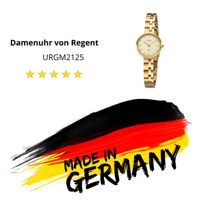 Regent Damen Armbanduhr Analog GM-2125 Quarz-Uhr Titanband gold URGM2125