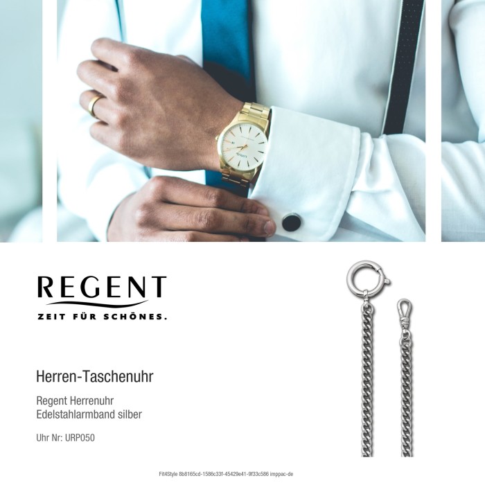 Regent Damen Herren Taschenuhr Kette Rundpanzer 5mm Edelstahl silber URP050