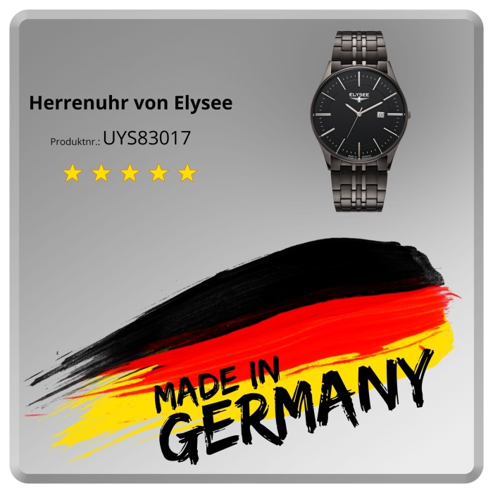 UYS83017 83017 Analog II schwarz Herren Armbanduhr Diomedes Elysee Edelstahl